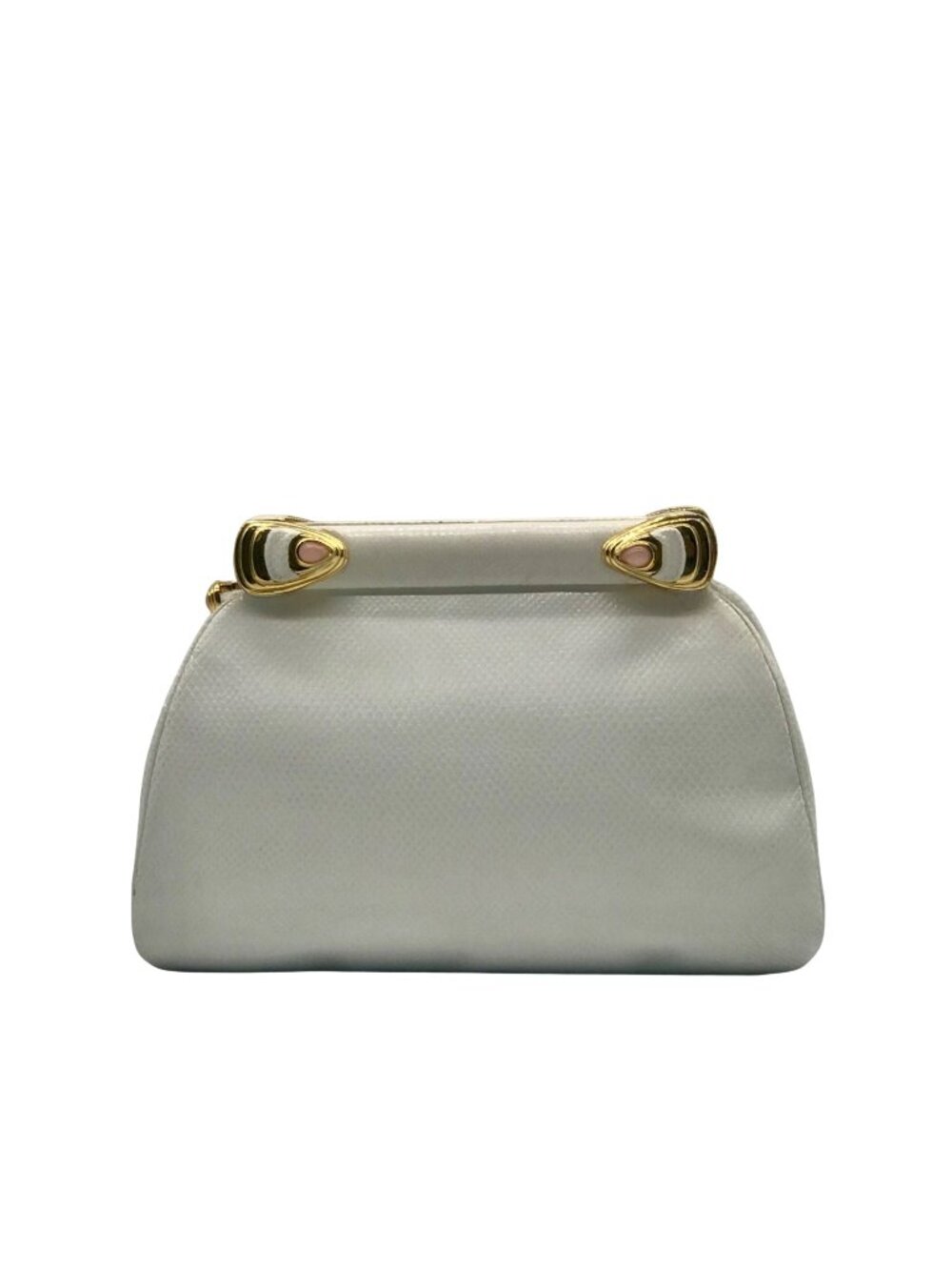 Judith Leiber White Exotic Reptile Skin Leather Clutch